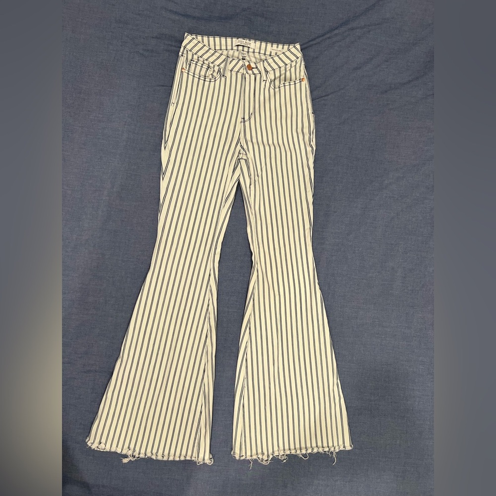 Judy Blue Navy and White Super Flare Jeans